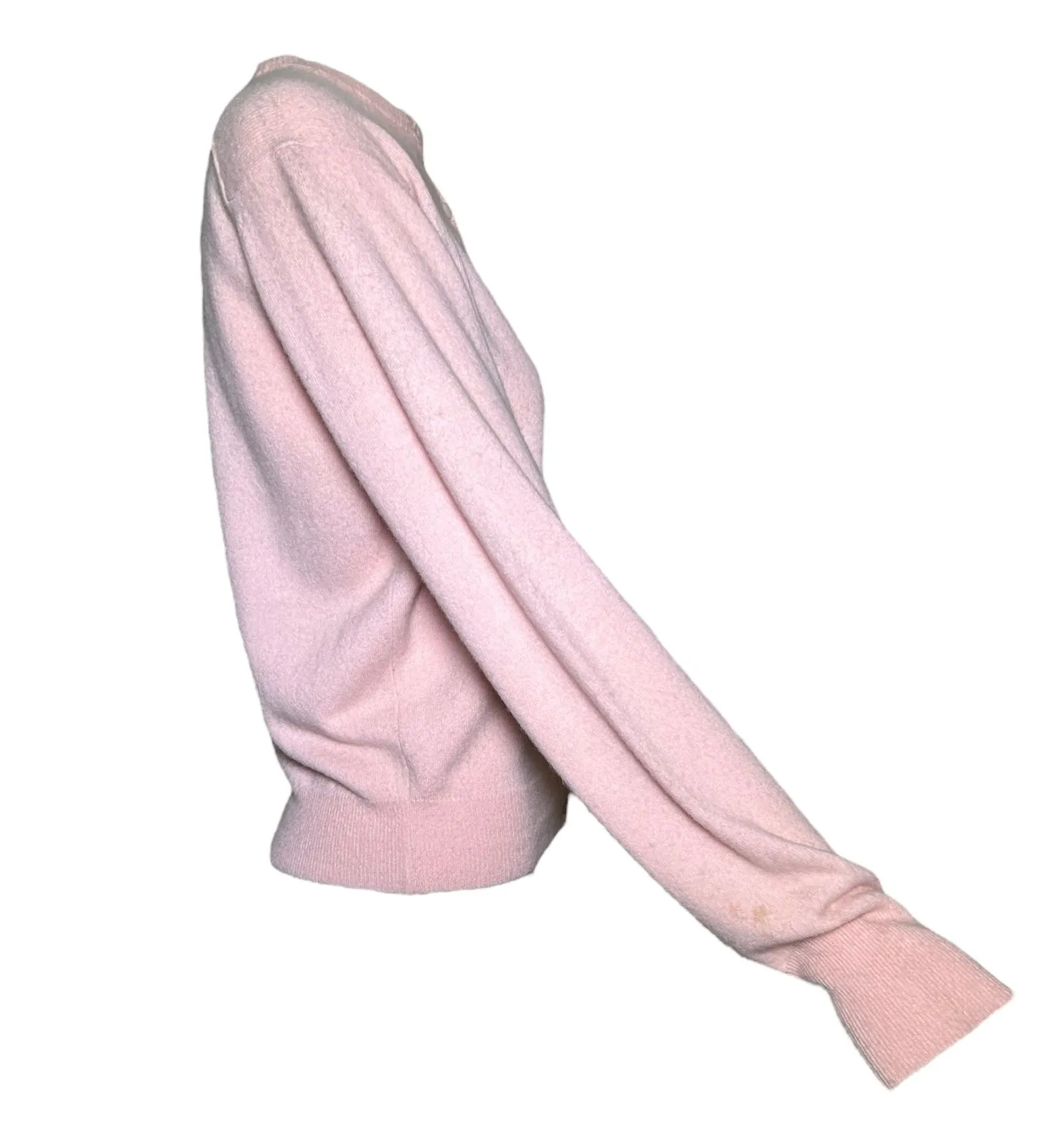 1950s Schiaparelli Pink Cashmere Hand Painted Floral Sweater