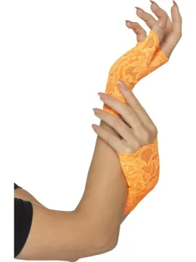 80s Fingerless Lace Gloves, Short