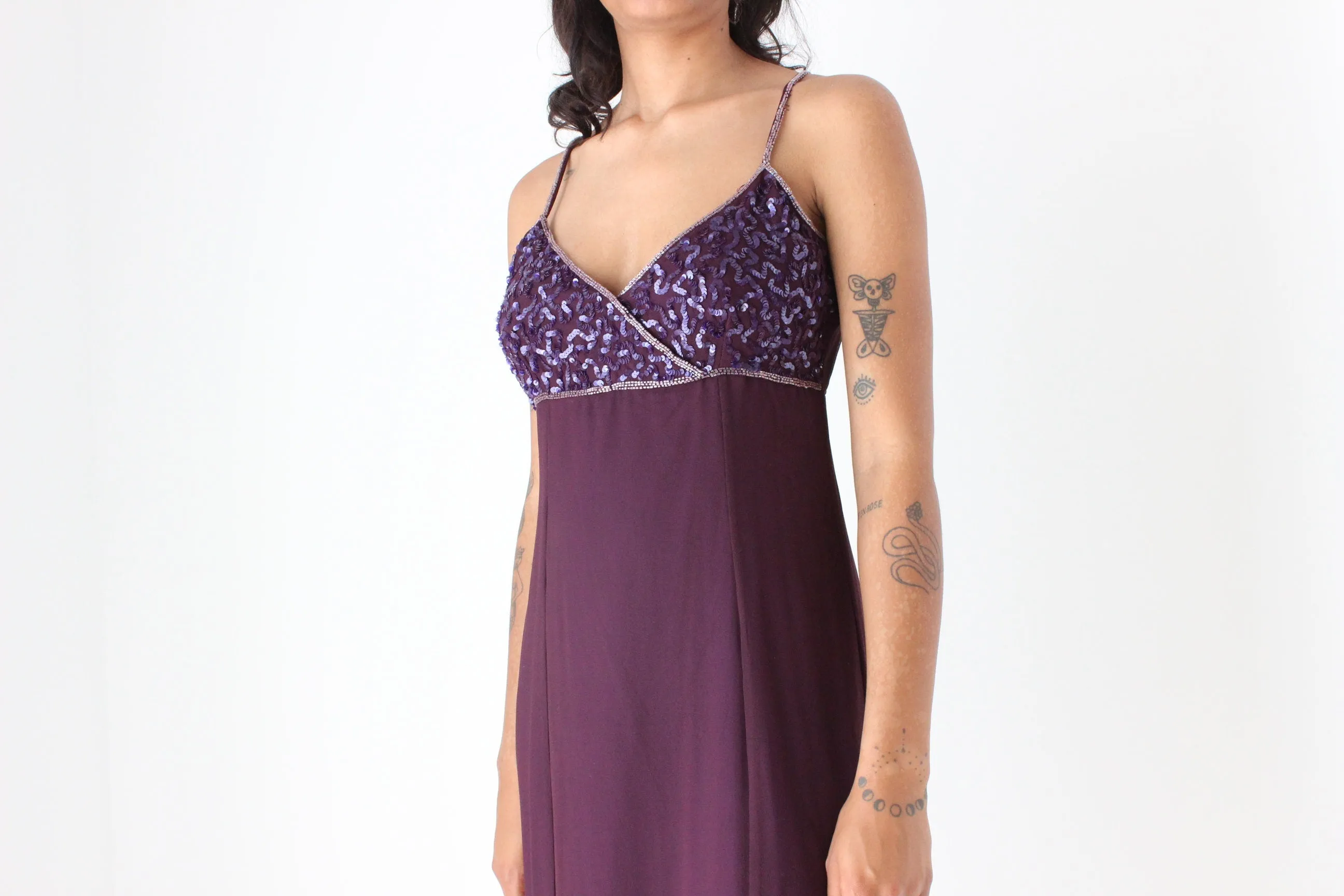 90s Beaded Spaghetti Strap & Gauze Summer Slip