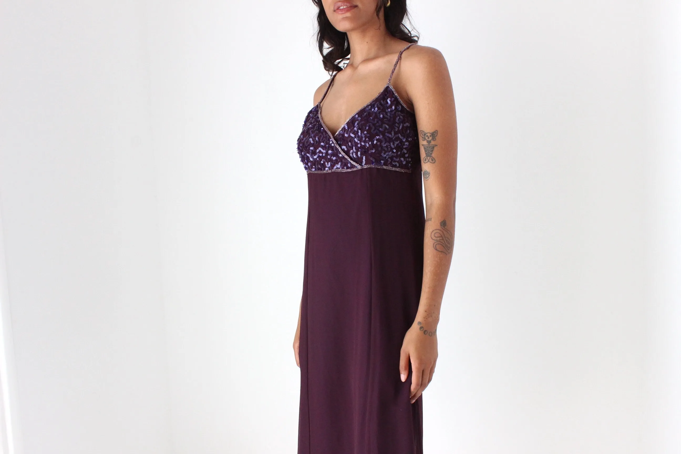 90s Beaded Spaghetti Strap & Gauze Summer Slip