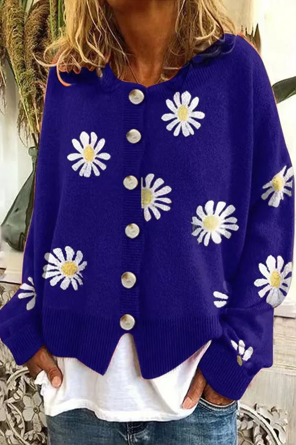 Autumn and Winter New Sweater Ladies Embroidered Knitted Cardigan Sweater