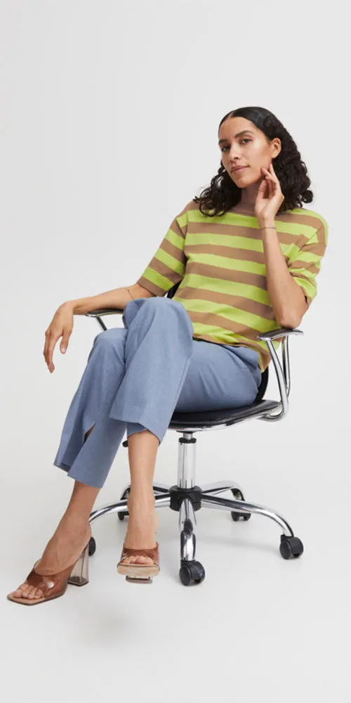 B. Young Light Knit Tee Sweater, green taupe