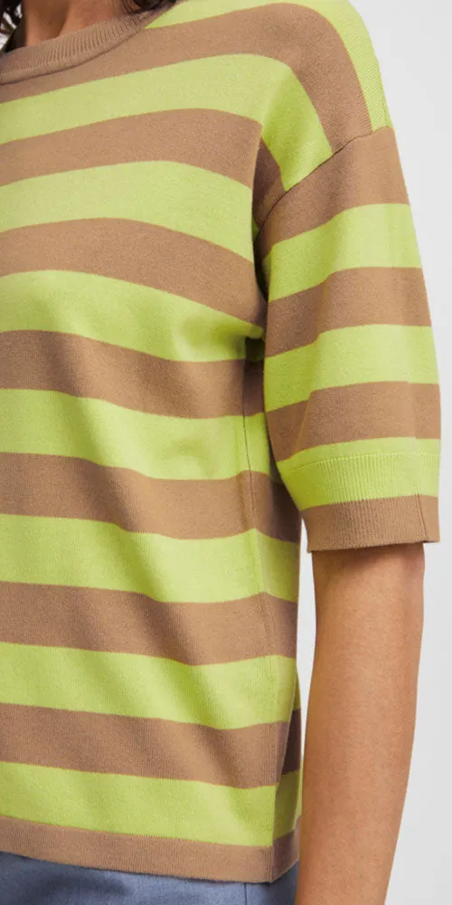 B. Young Light Knit Tee Sweater, green taupe