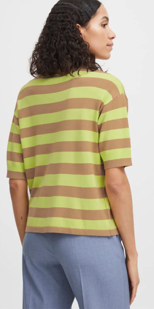 B. Young Light Knit Tee Sweater, green taupe
