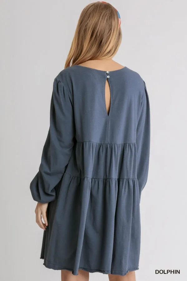 Babydoll Tiered Dress - dolphin