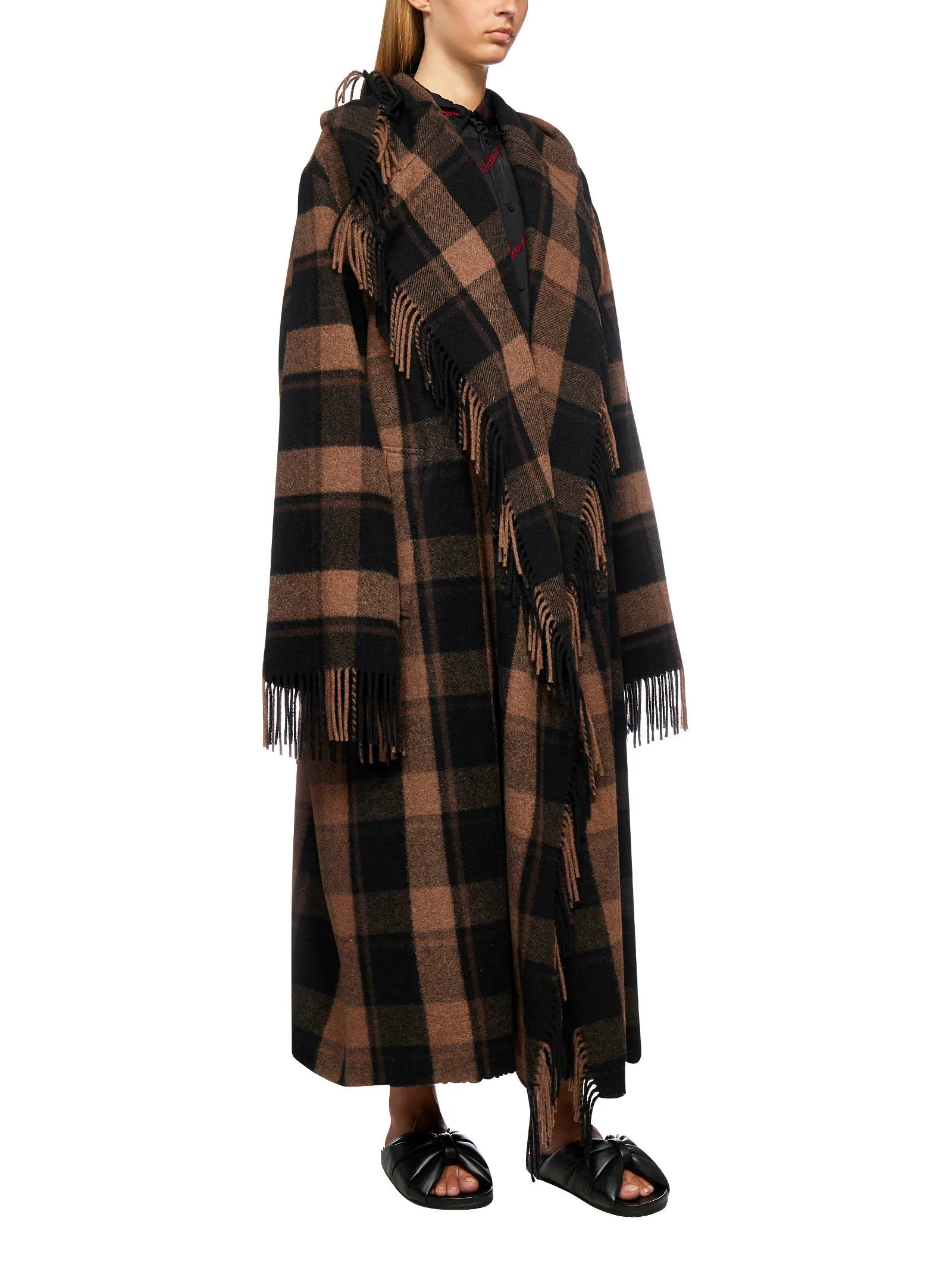Balenciaga Fringed Blanket Coat