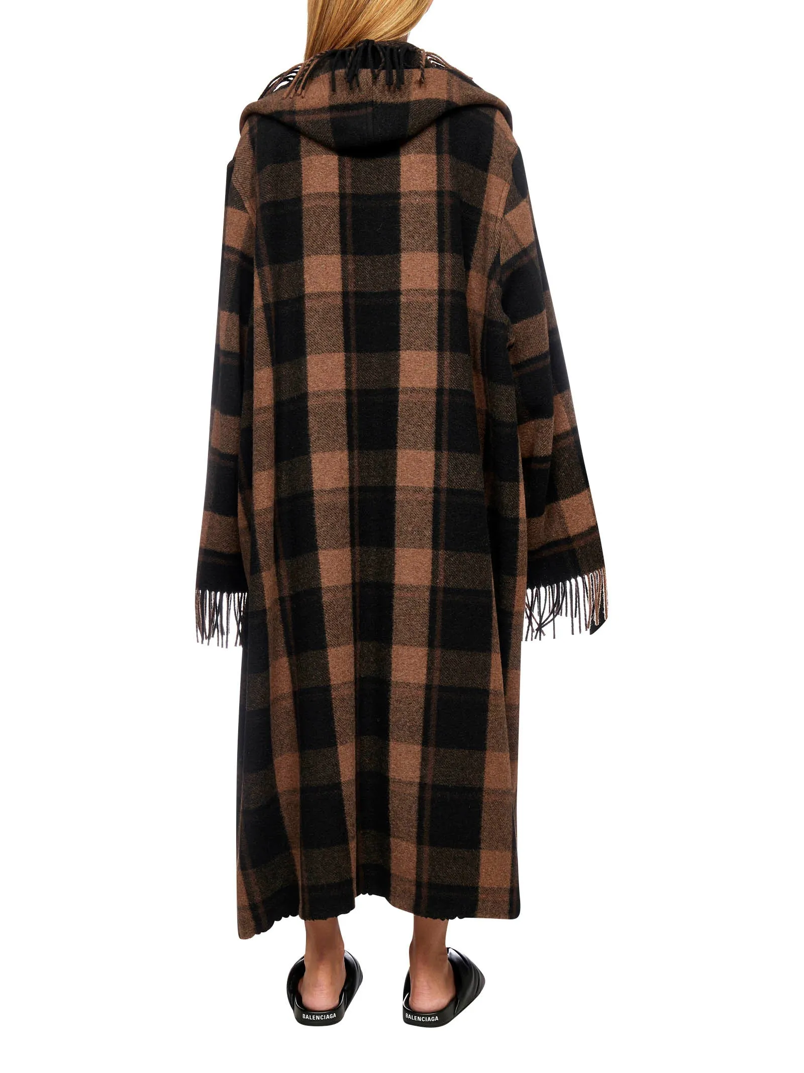 Balenciaga Fringed Blanket Coat