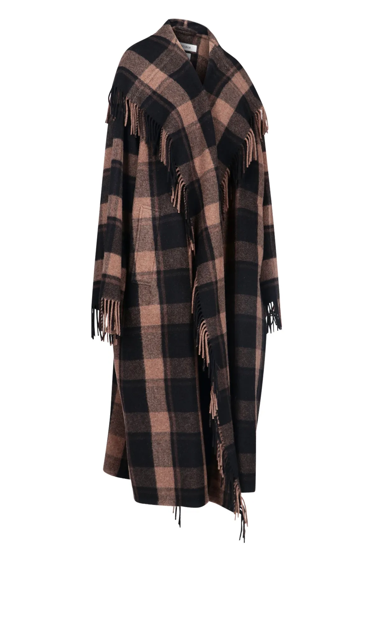 Balenciaga Fringed Blanket Coat