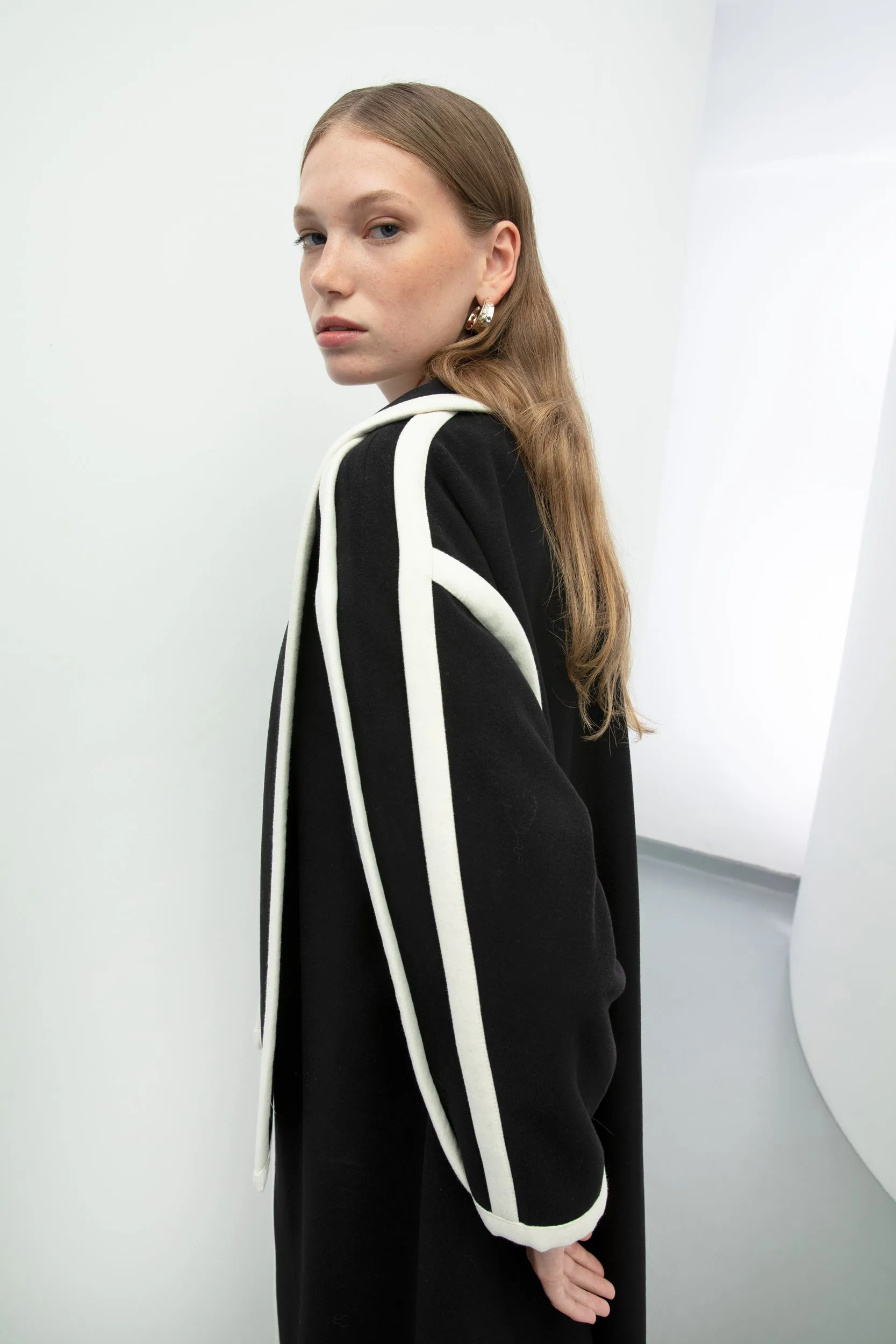 Baqa Piping Detail Coat Black