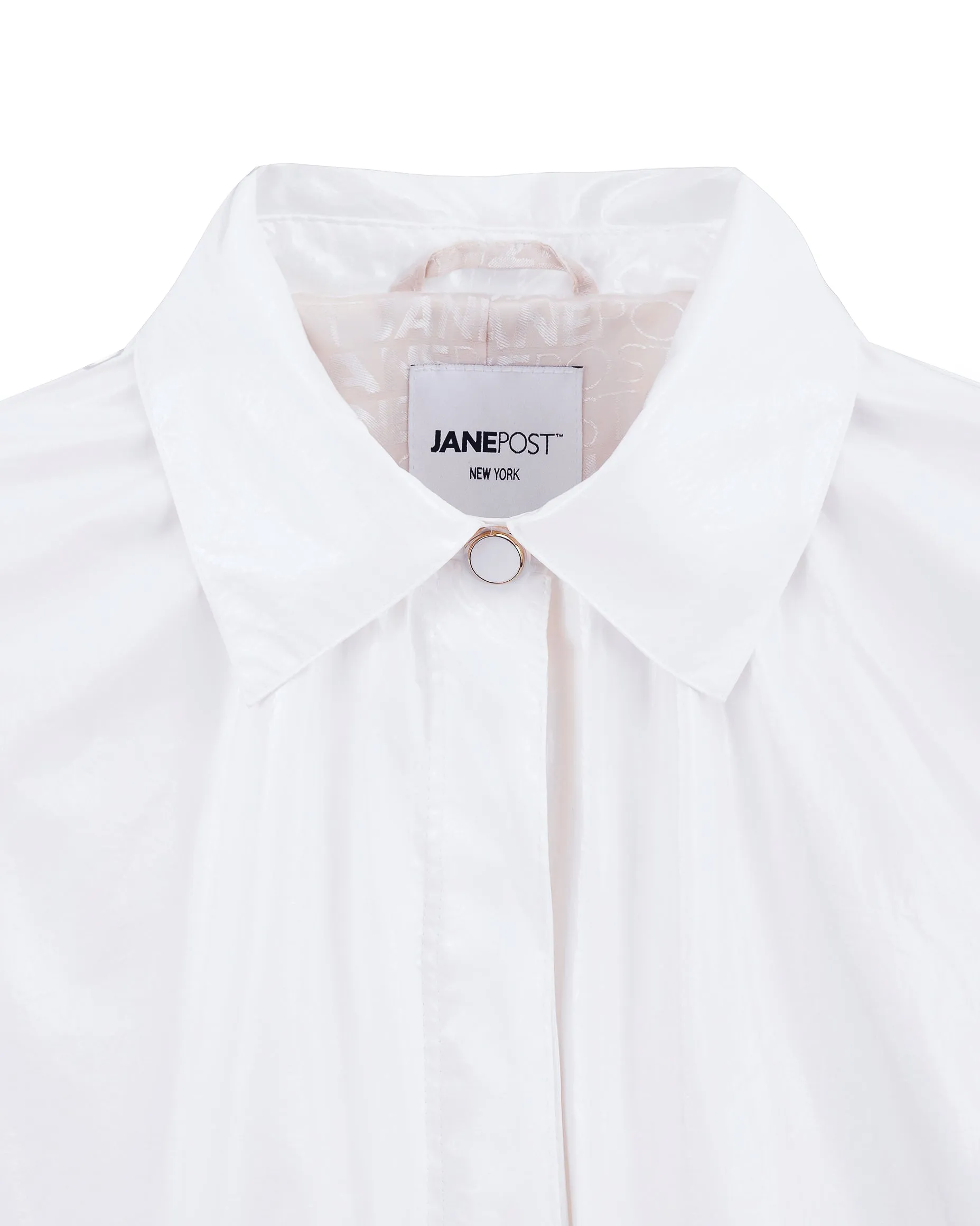 Belted slicker coat - Crisp White