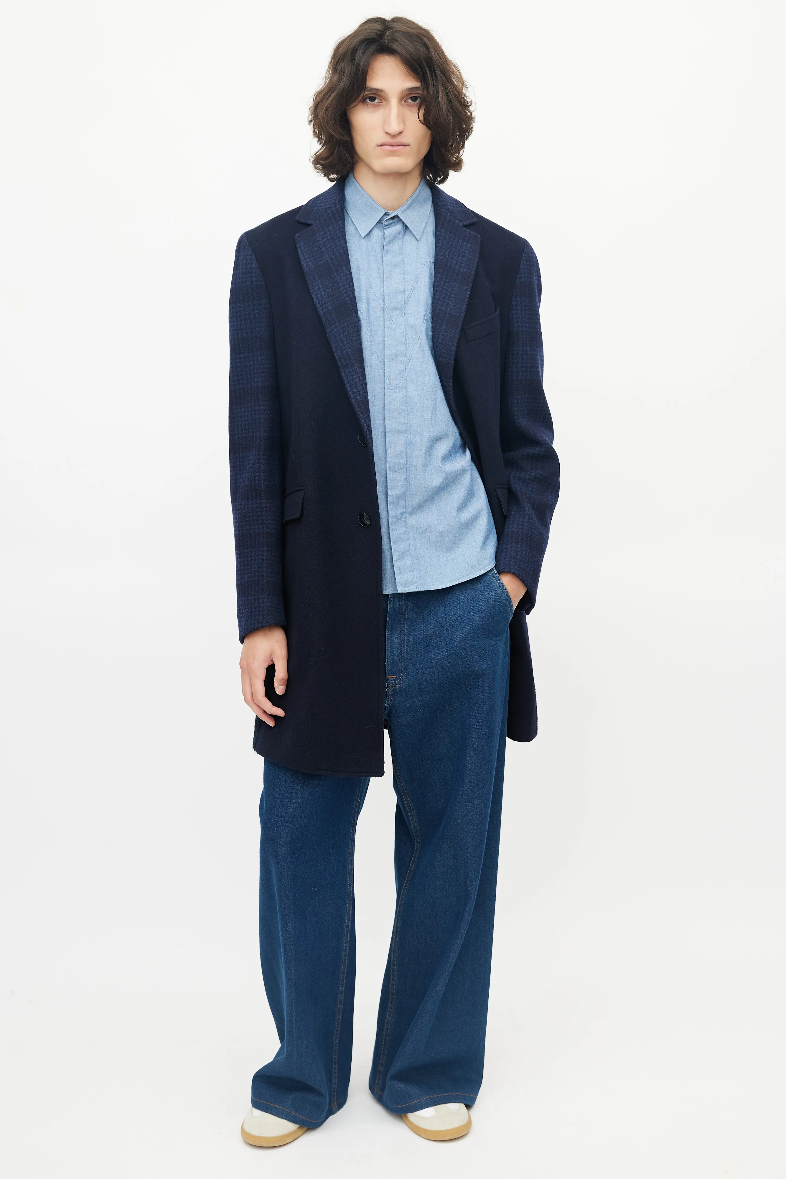 Blue Wool Plaid Coat