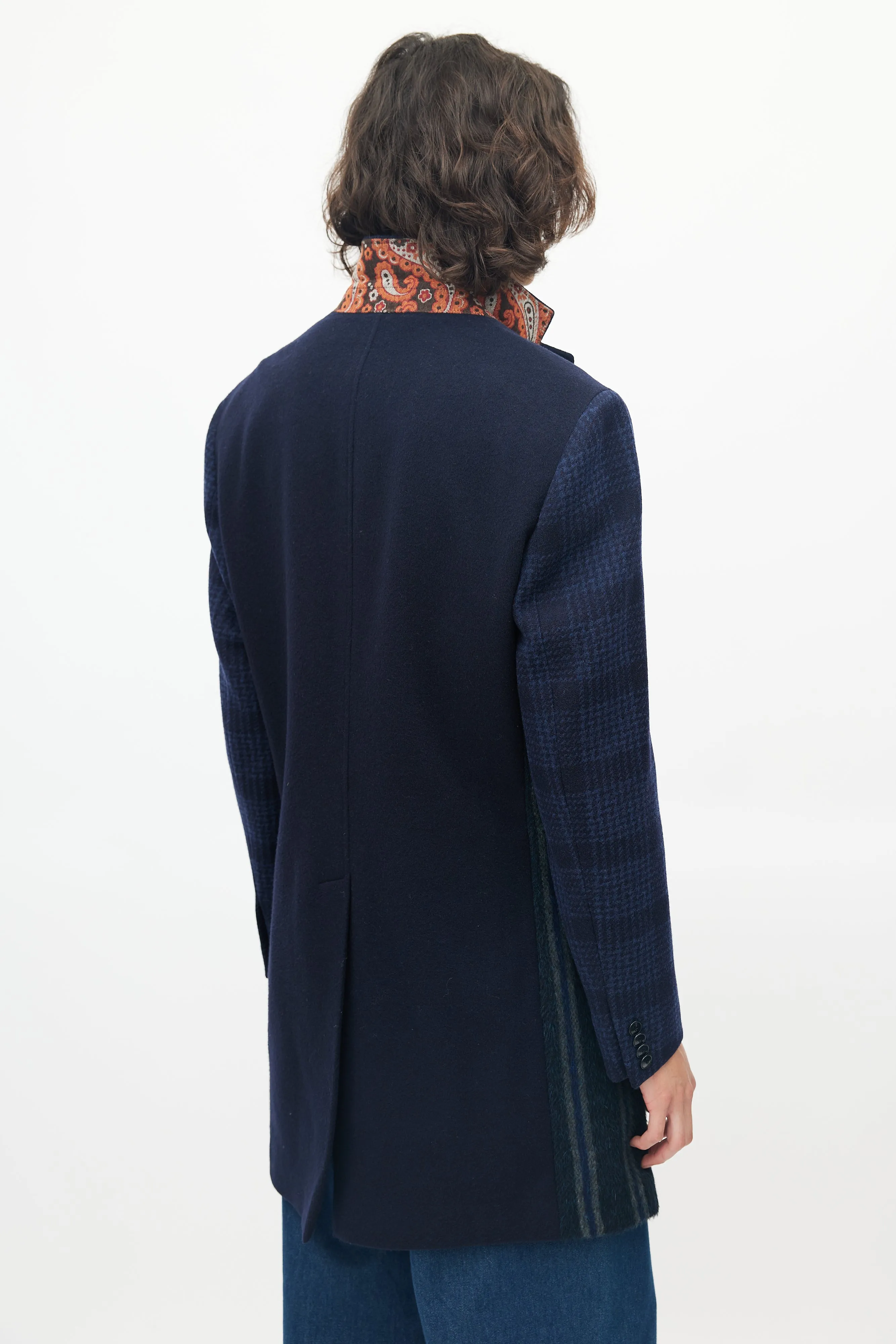 Blue Wool Plaid Coat
