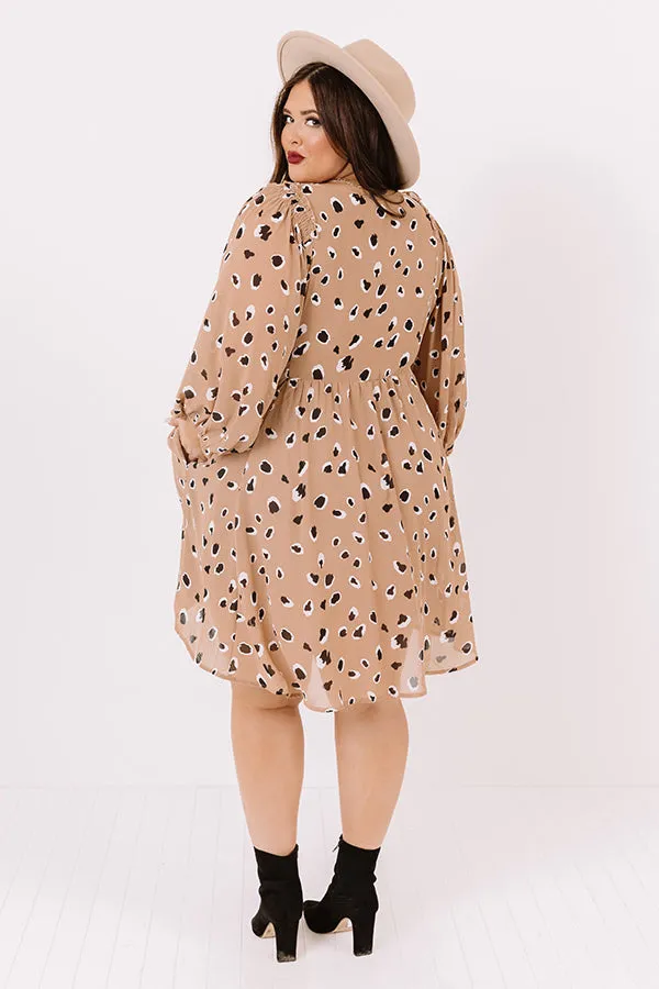 Broadway Ticket Babydoll Dress in Mocha   Curves
