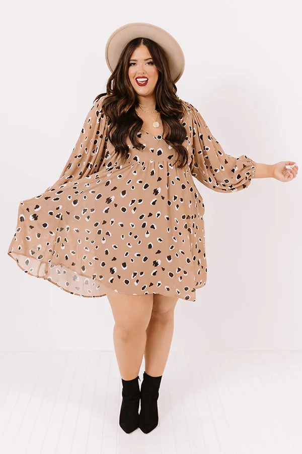Broadway Ticket Babydoll Dress in Mocha   Curves