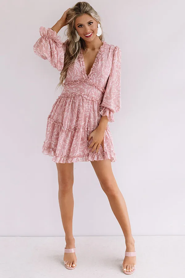 Champagne In The Garden Ruffle Dress in Blush
