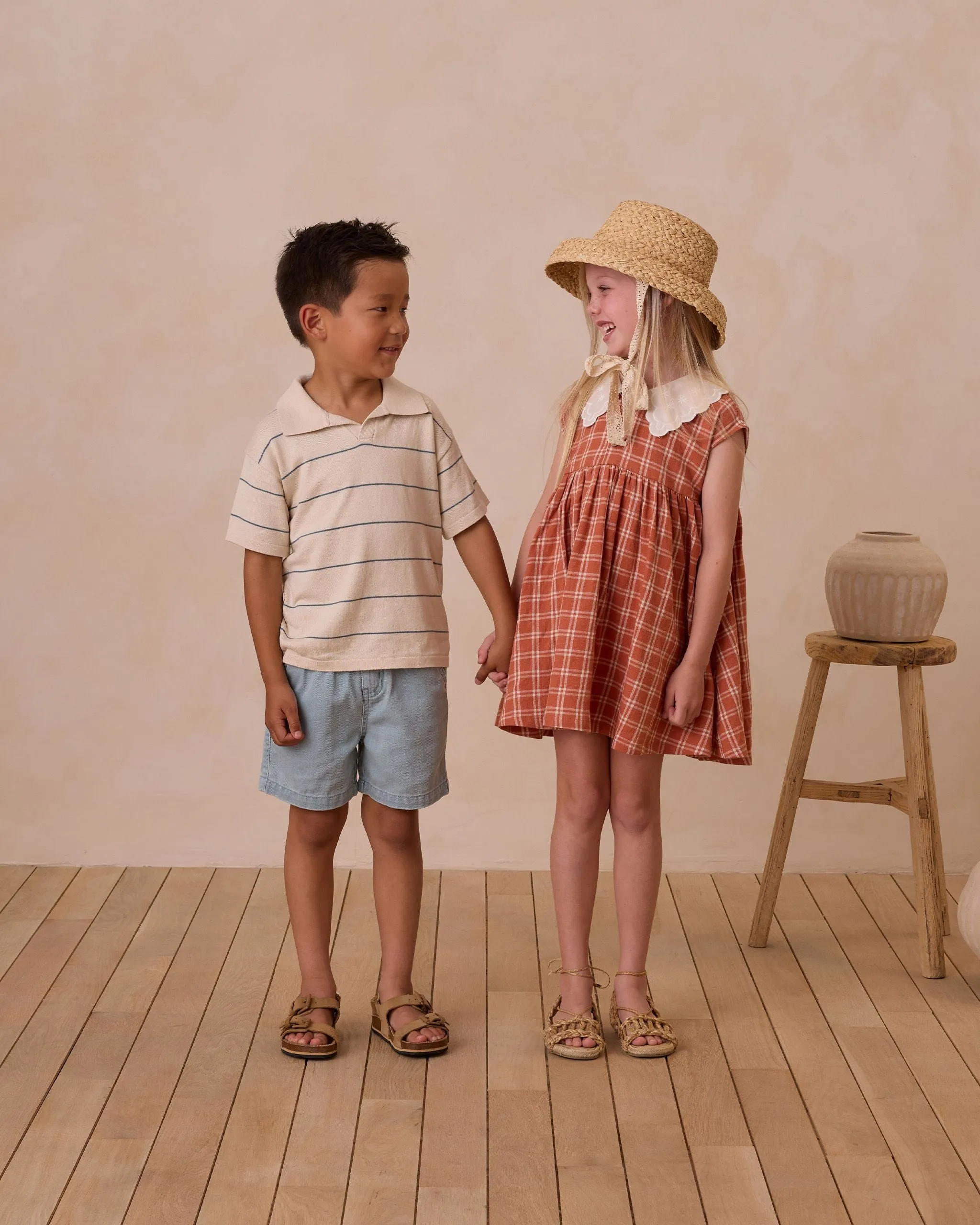 Collared Babydoll Dress - Poppy Check by Rylee   Cru