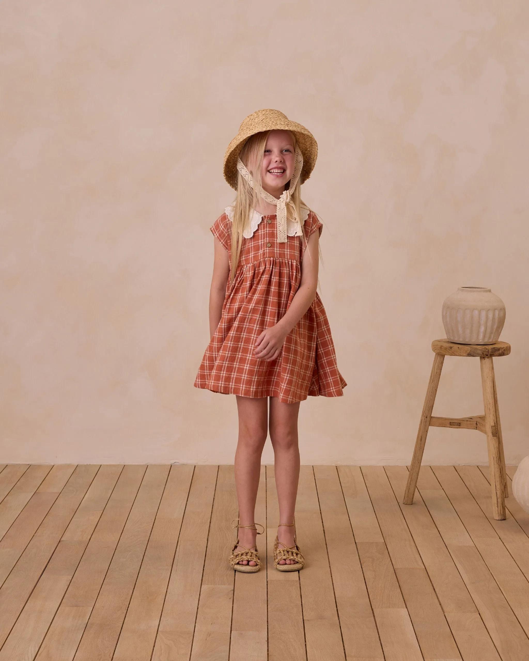 Collared Babydoll Dress - Poppy Check by Rylee   Cru