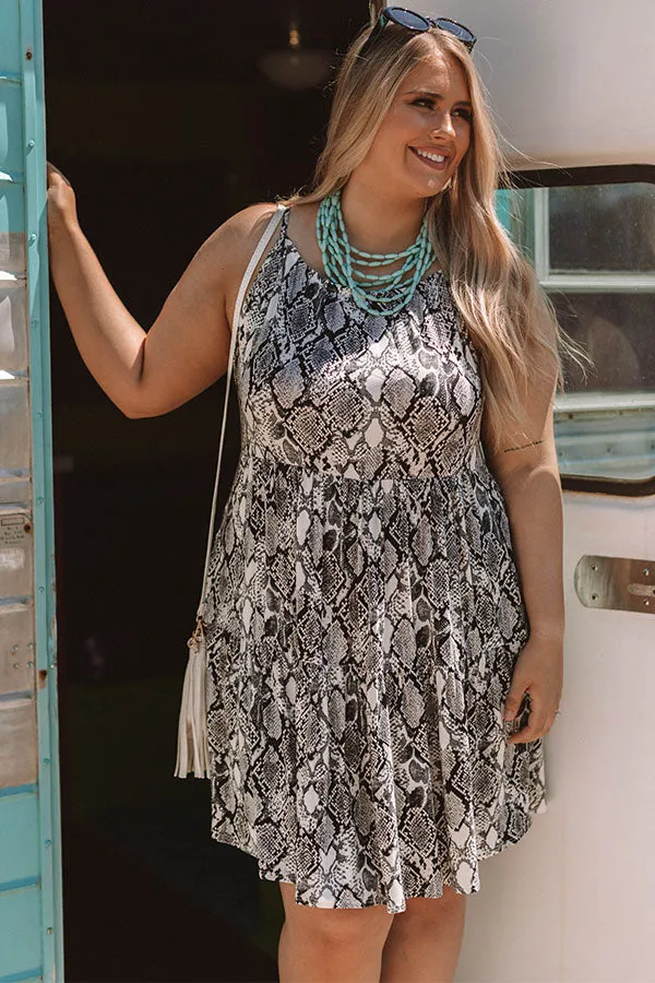 Cruising Down Sunset Snake Print Dress in Grey Curves