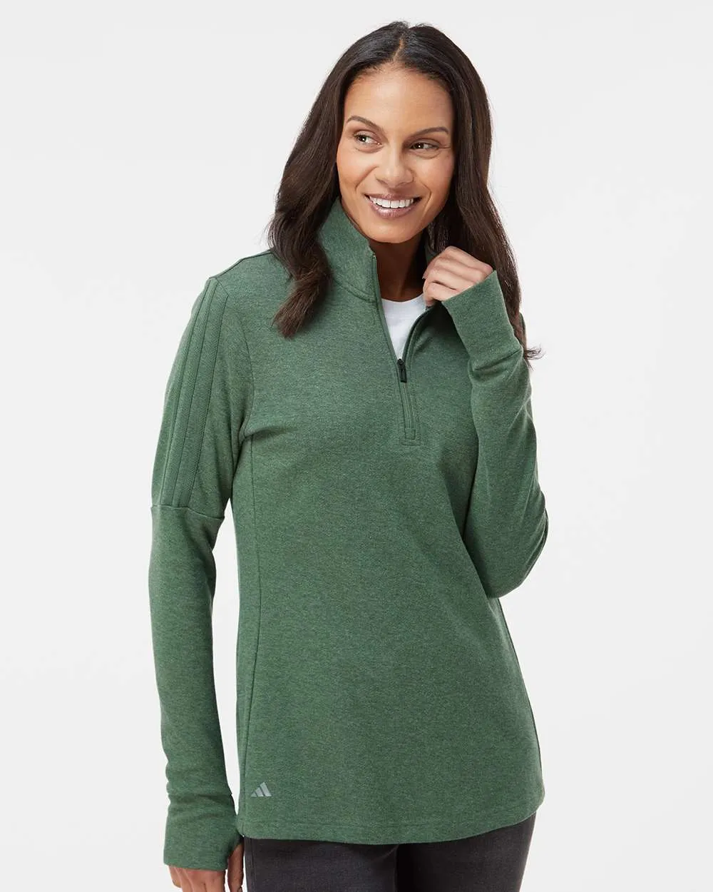 Custom Embroidery - Adidas - Women's 3-Stripes Quarter-Zip Sweater - A555