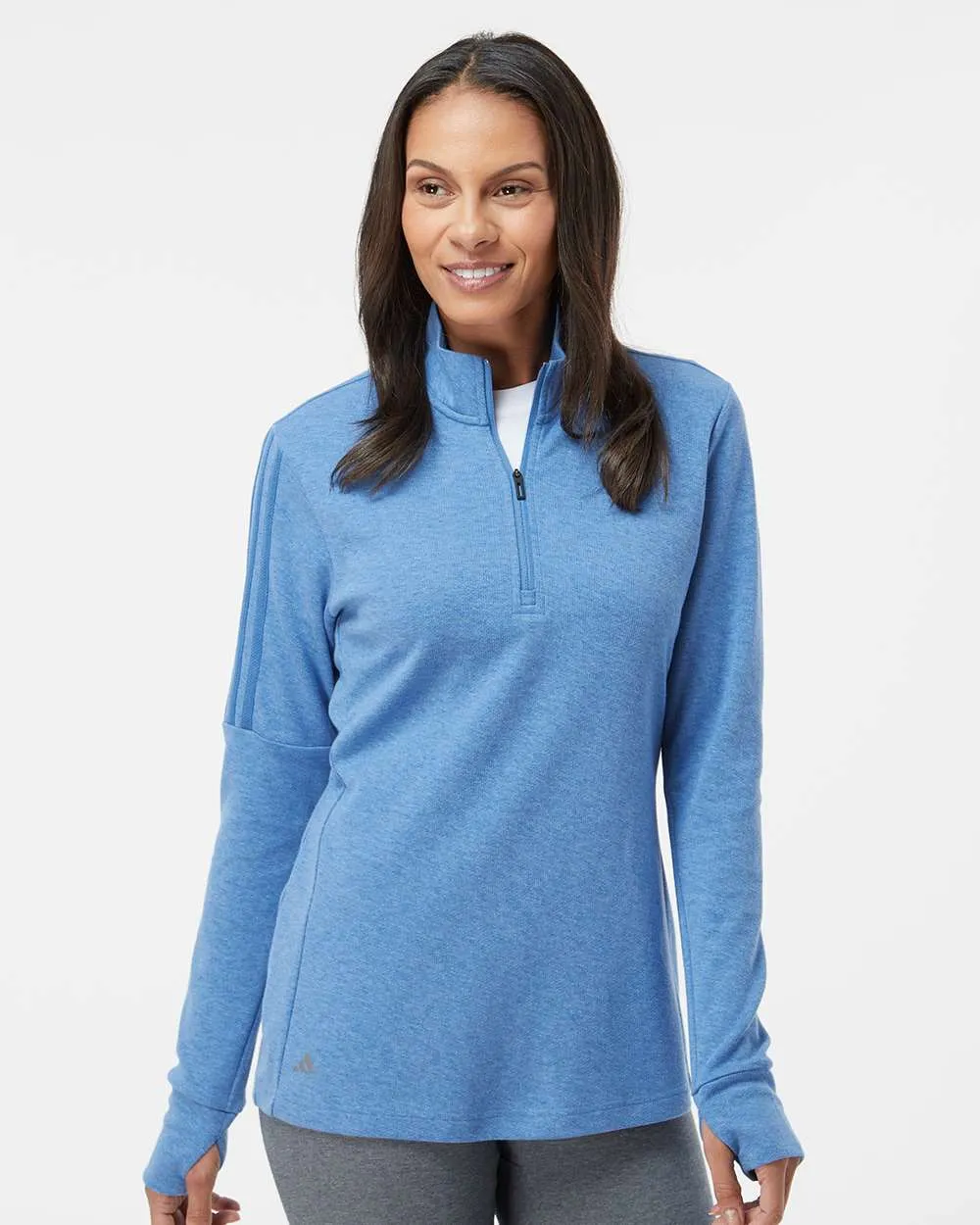 Custom Embroidery - Adidas - Women's 3-Stripes Quarter-Zip Sweater - A555