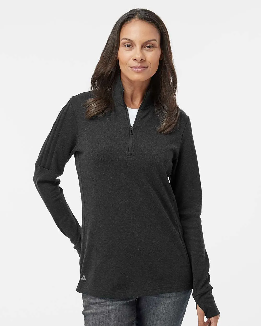 Custom Embroidery - Adidas - Women's 3-Stripes Quarter-Zip Sweater - A555