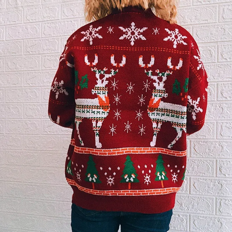 Custom Festive Reindeer Design Cashmere Sweater |Bulk Oeder
