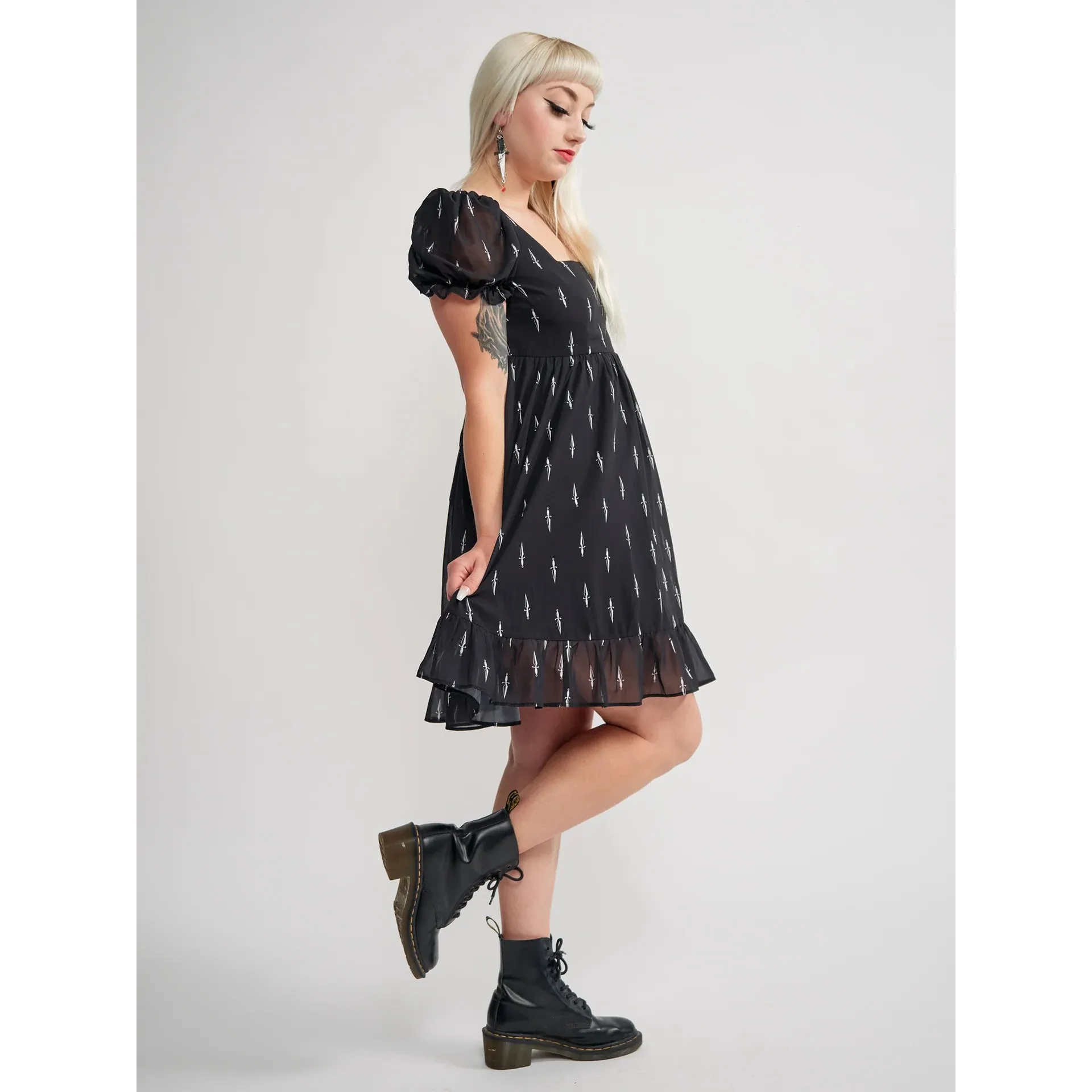 Daggers Cream Puff Mini Dress by Sourpuss