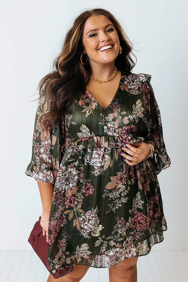 Downtown Dallas Floral Dress in Olive Curves