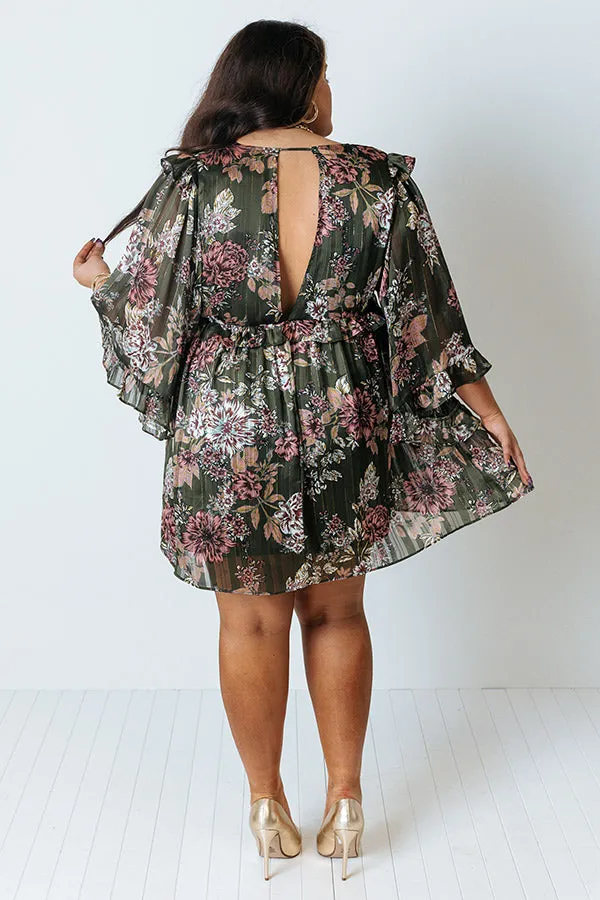 Downtown Dallas Floral Dress in Olive Curves