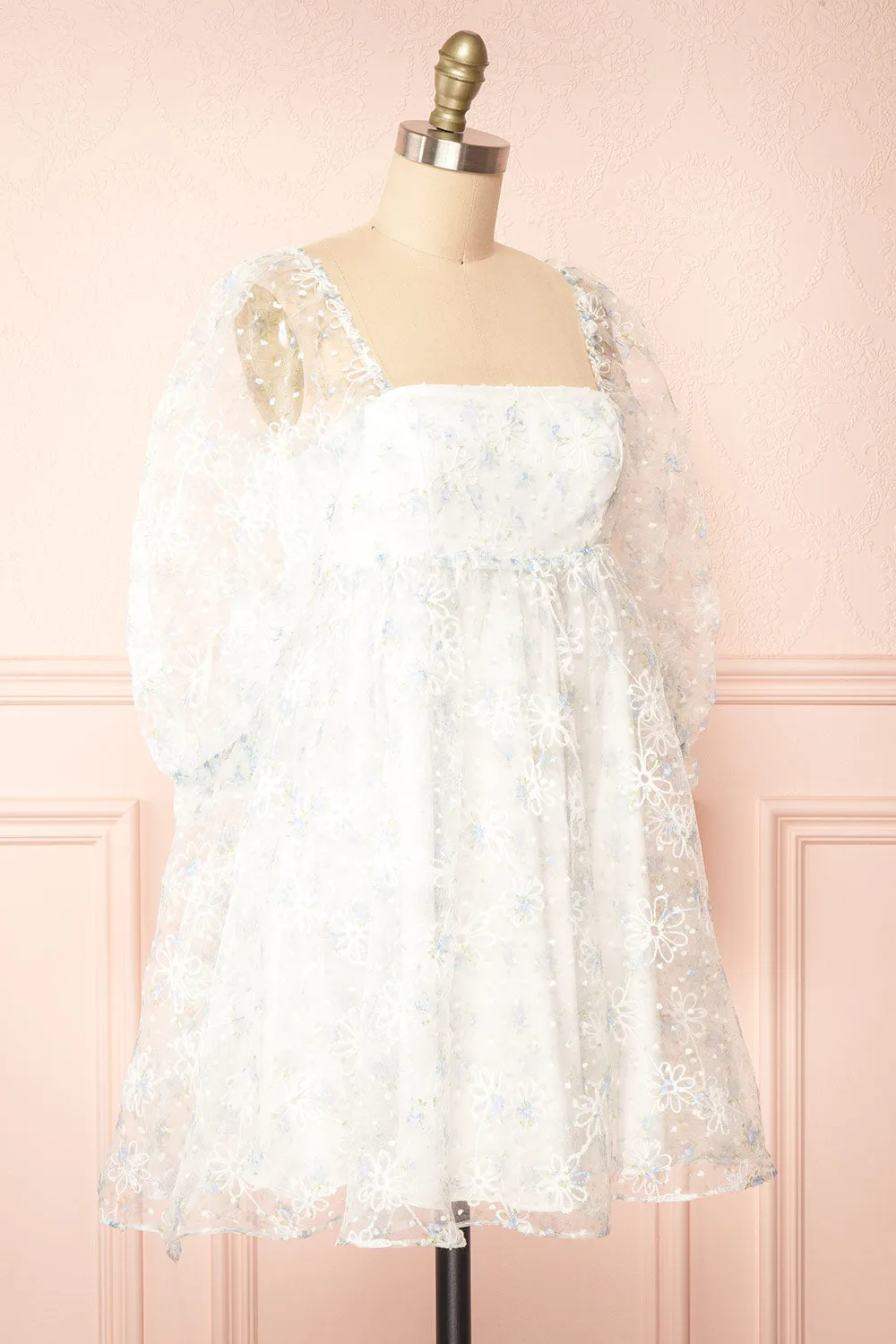 Eole | Floral Babydoll Dress w/ Embroidery