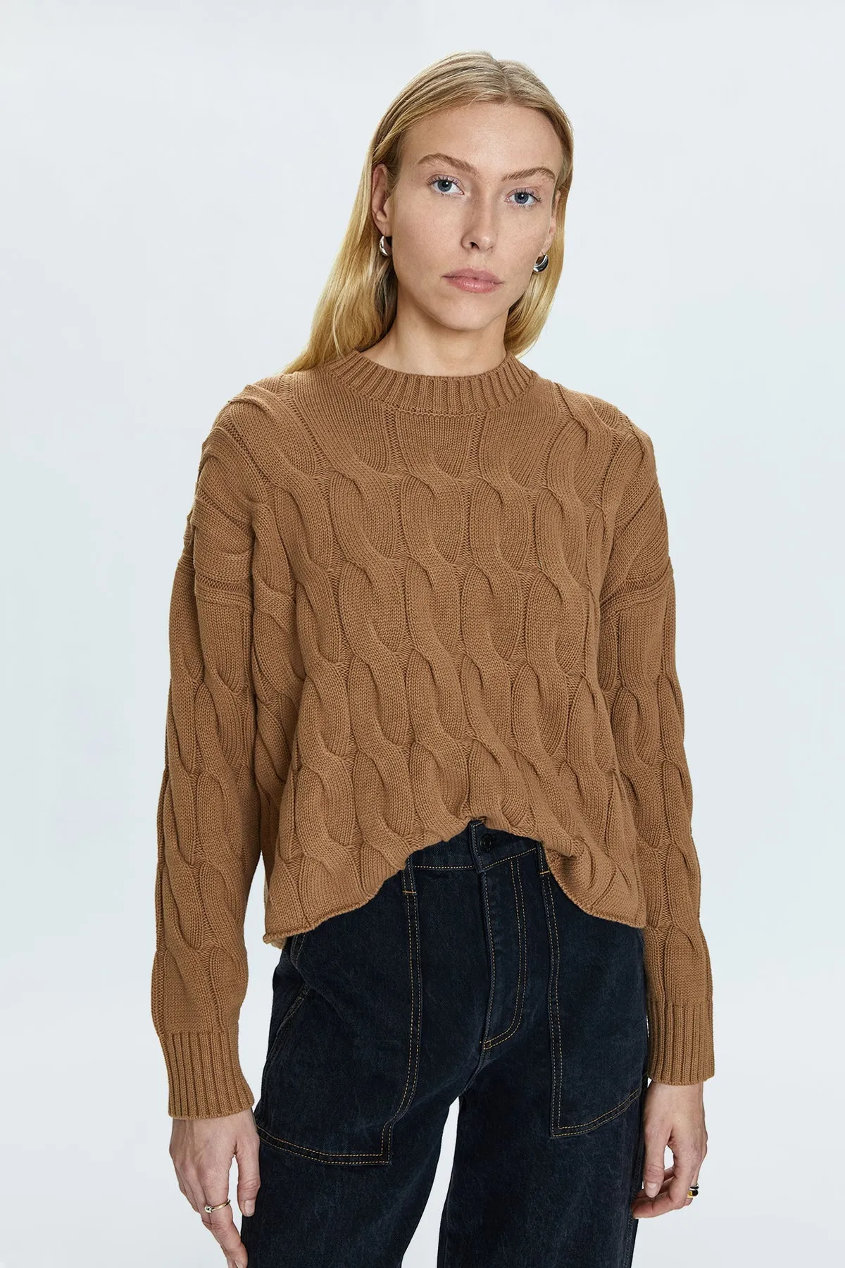 Eva Crewneck Sweater Caramel Cable