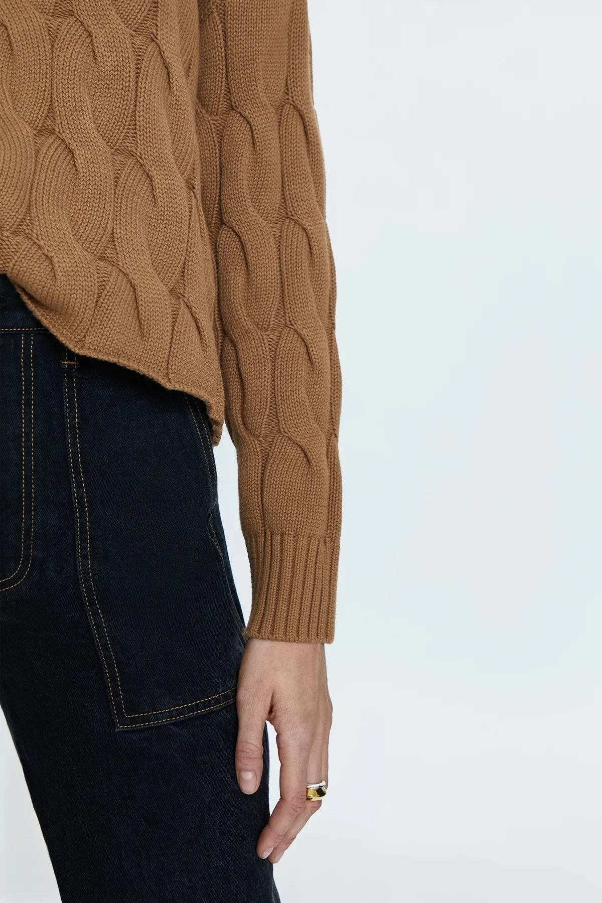 Eva Crewneck Sweater Caramel Cable
