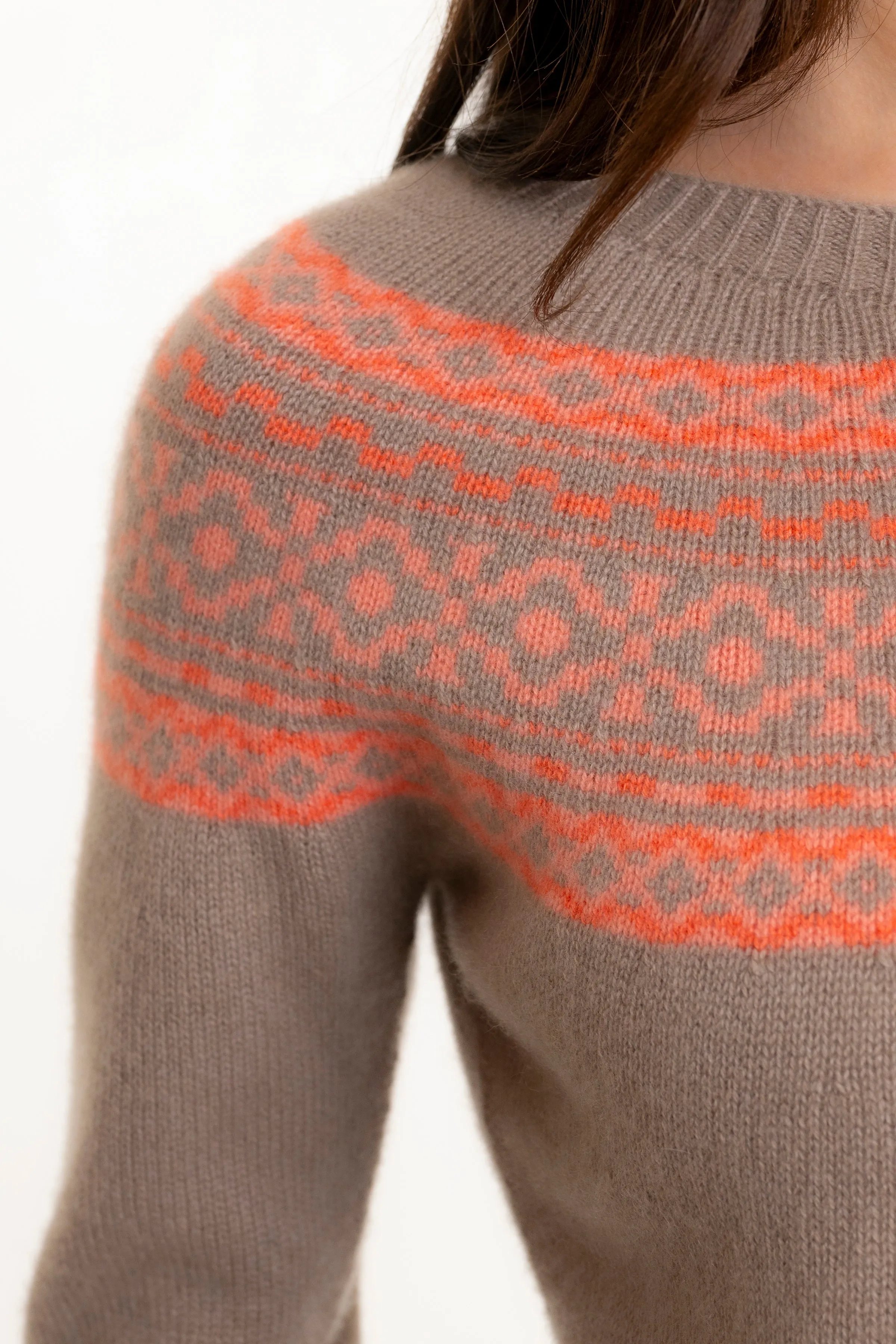 Fair Isle Cashmere Sweater Dark Beige