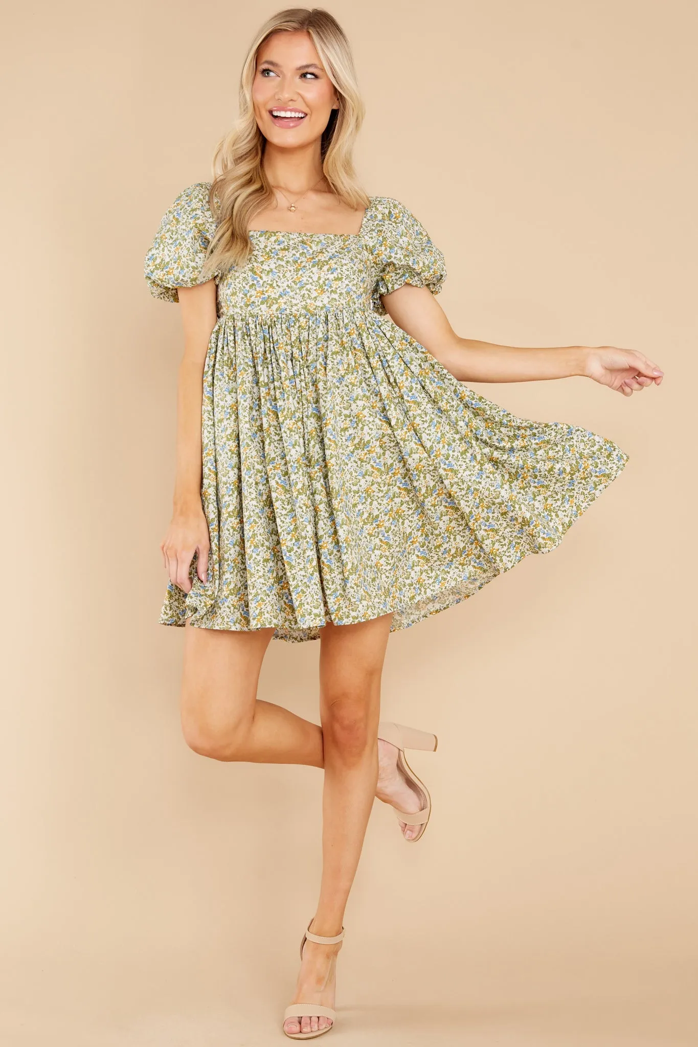 Forces of Nature Green Floral Print Dress