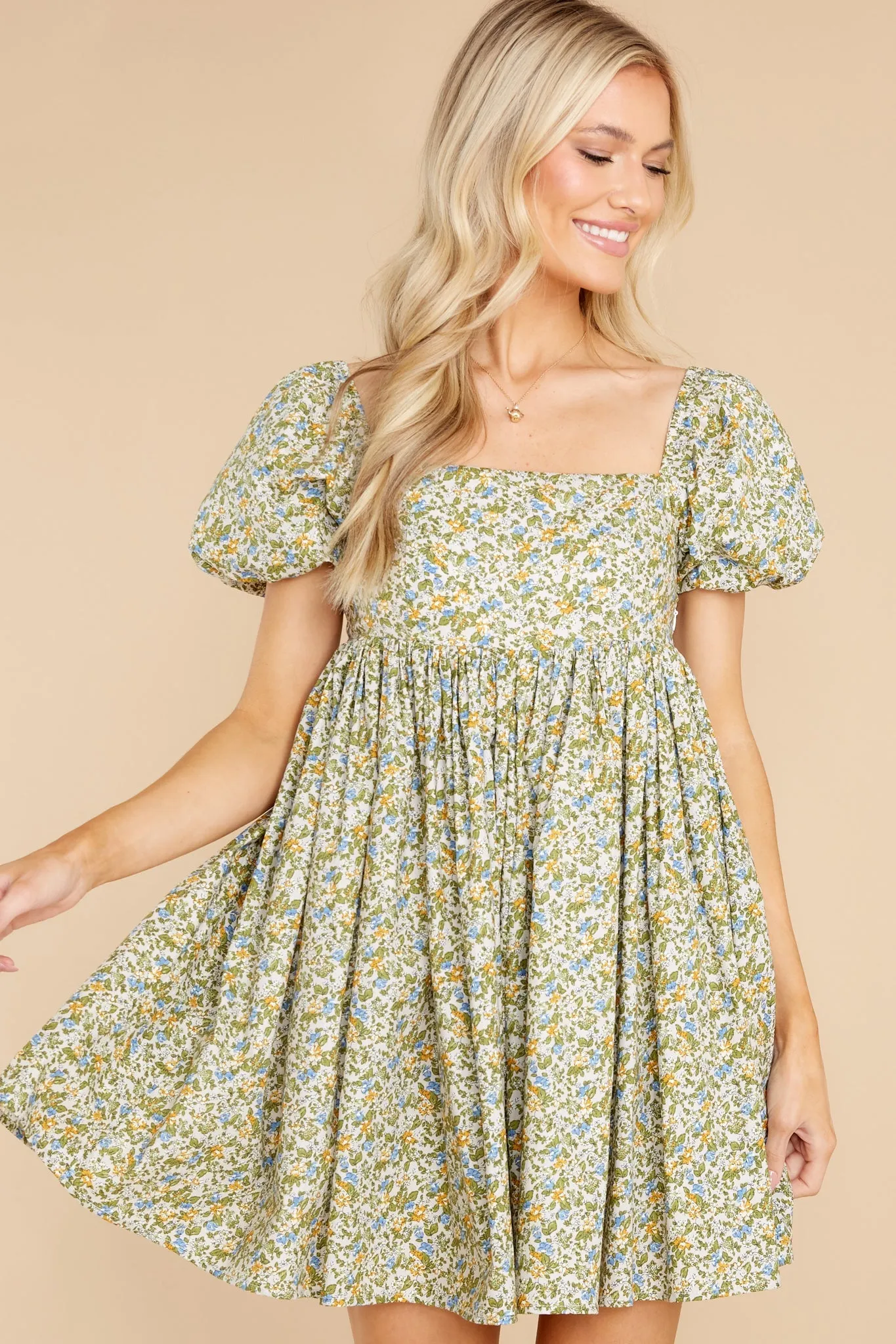 Forces of Nature Green Floral Print Dress