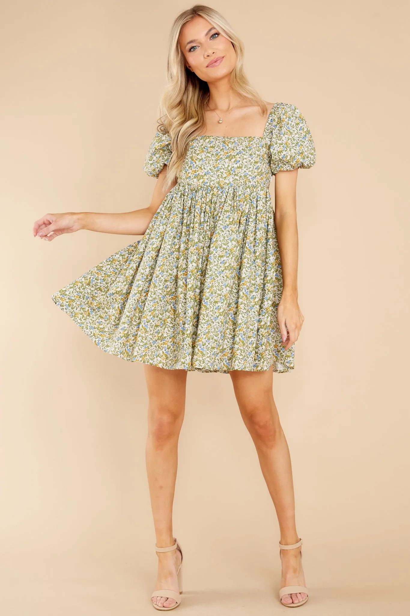 Forces of Nature Green Floral Print Dress