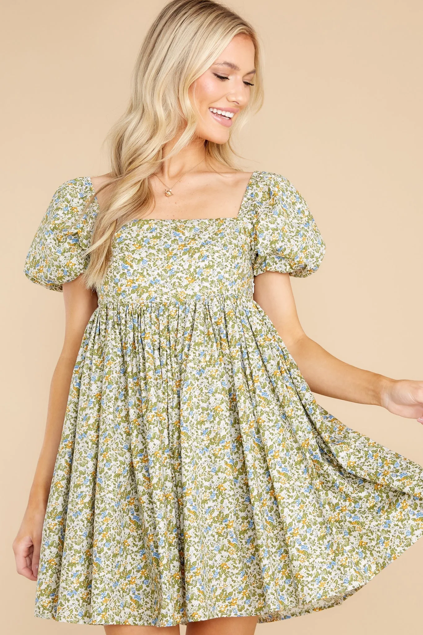 Forces of Nature Green Floral Print Dress