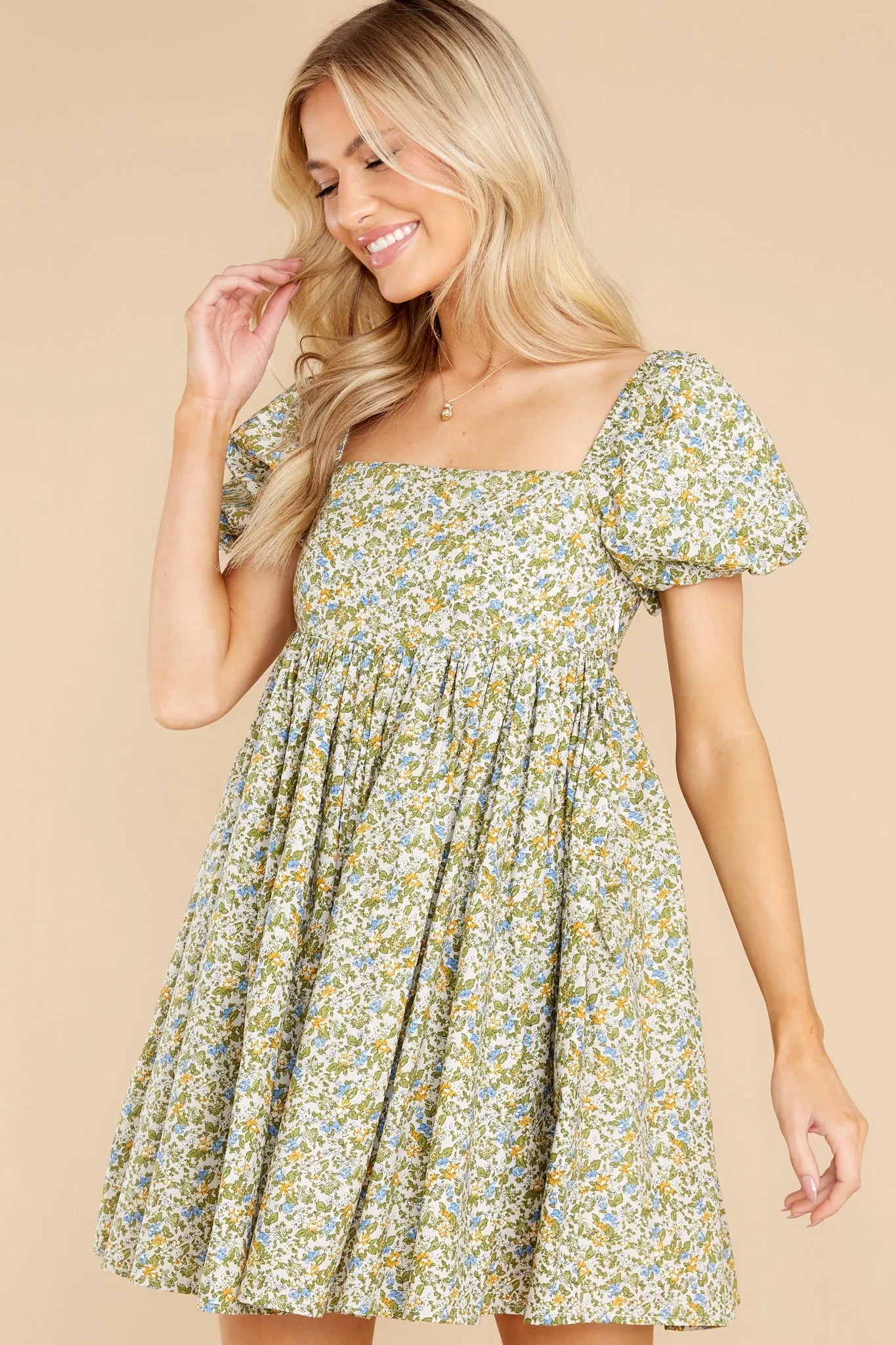 Forces of Nature Green Floral Print Dress