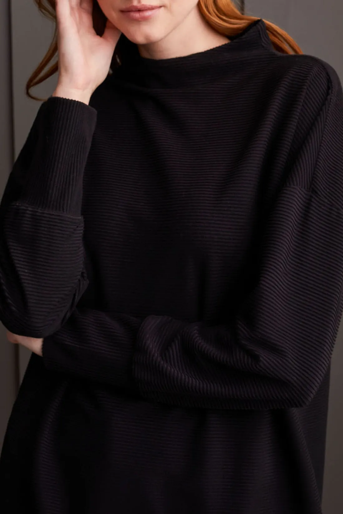 Funnel Neck Tunic, Black