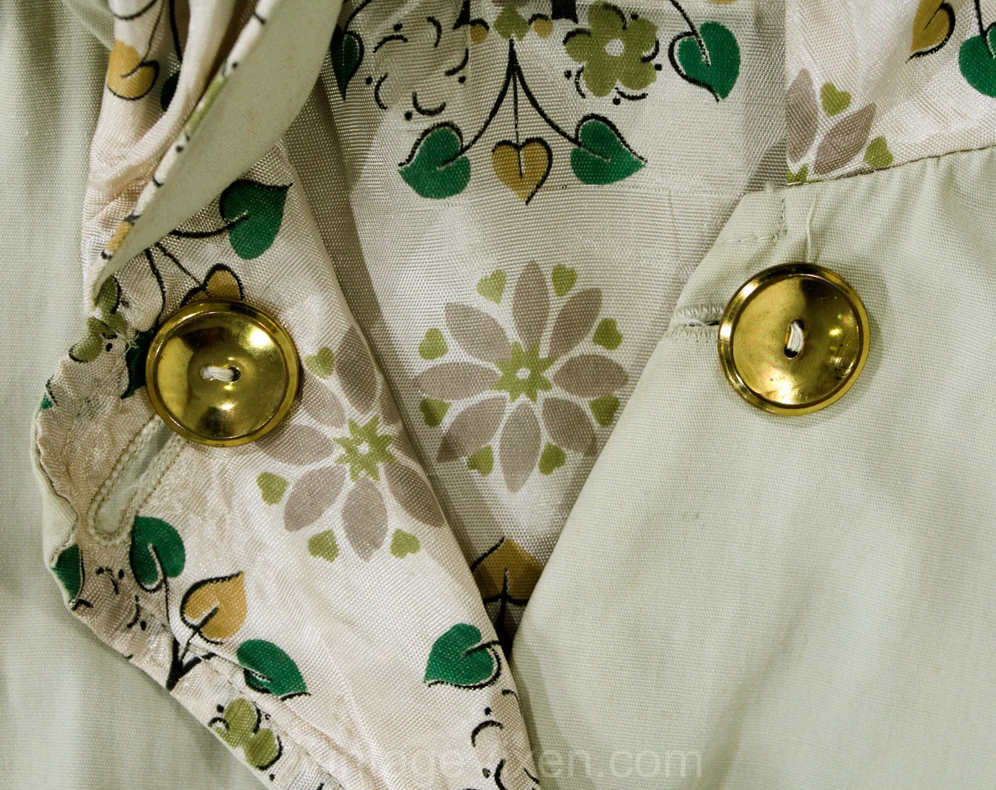 Girl's 1960s Raincoat - Reversible Child's Coat with Hood - 60s Preppy Khaki Tan Cotton & Medallion Print - Spring Rain Duster - Chest 39