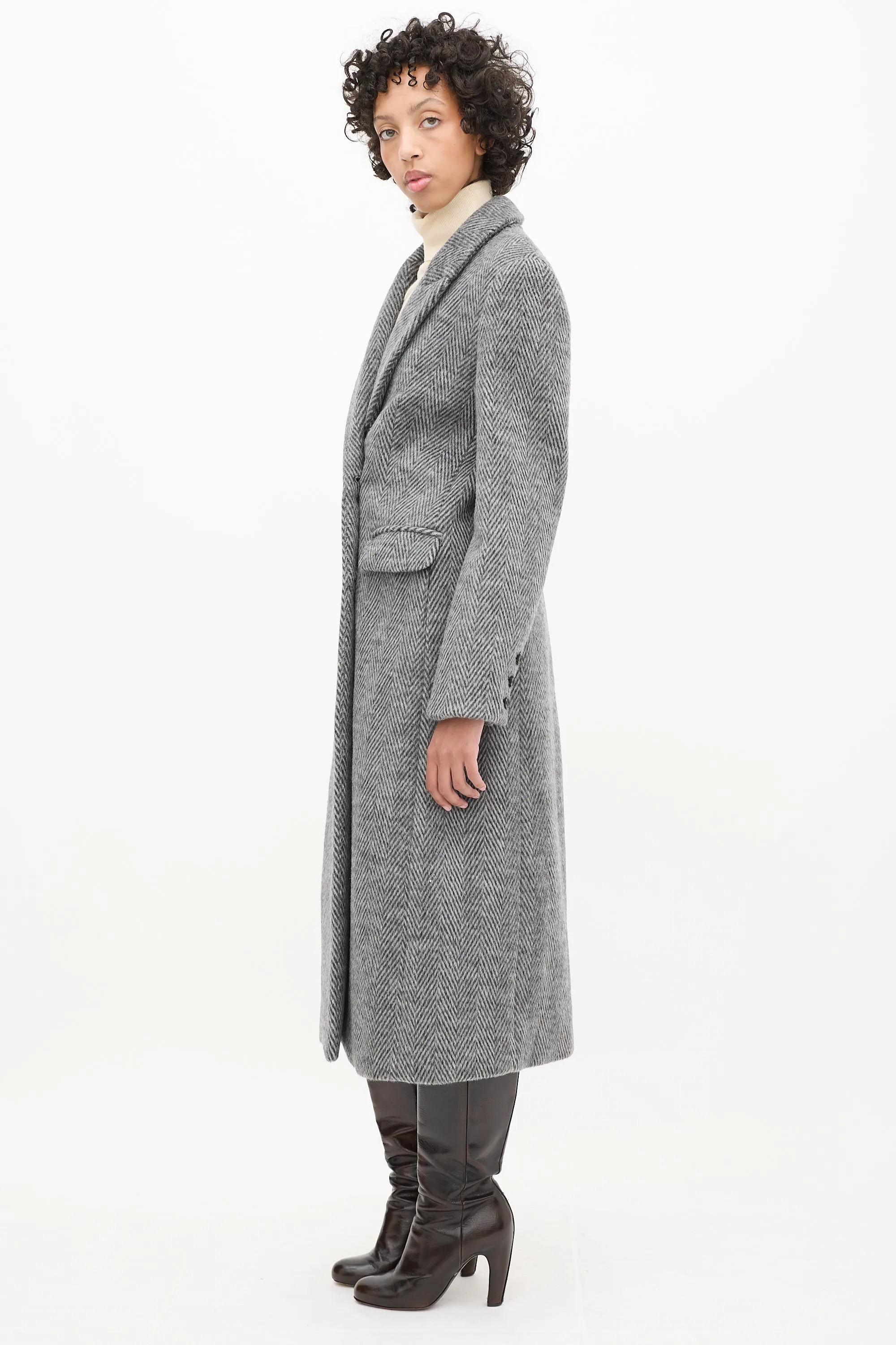 Grey Wool Herringbone York Coat
