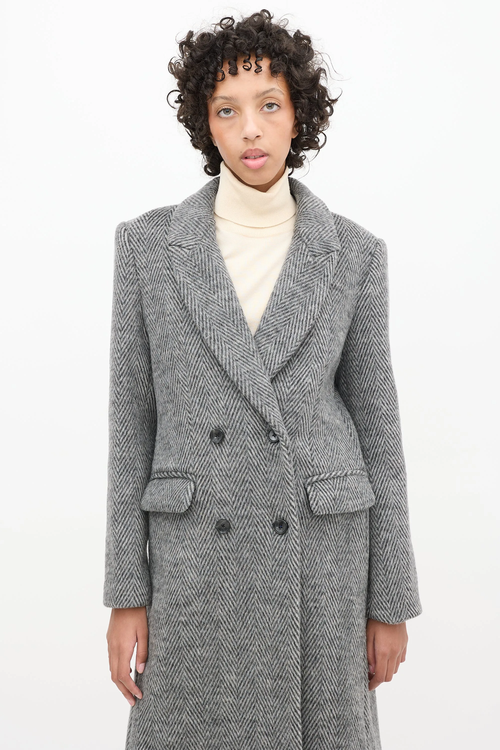 Grey Wool Herringbone York Coat