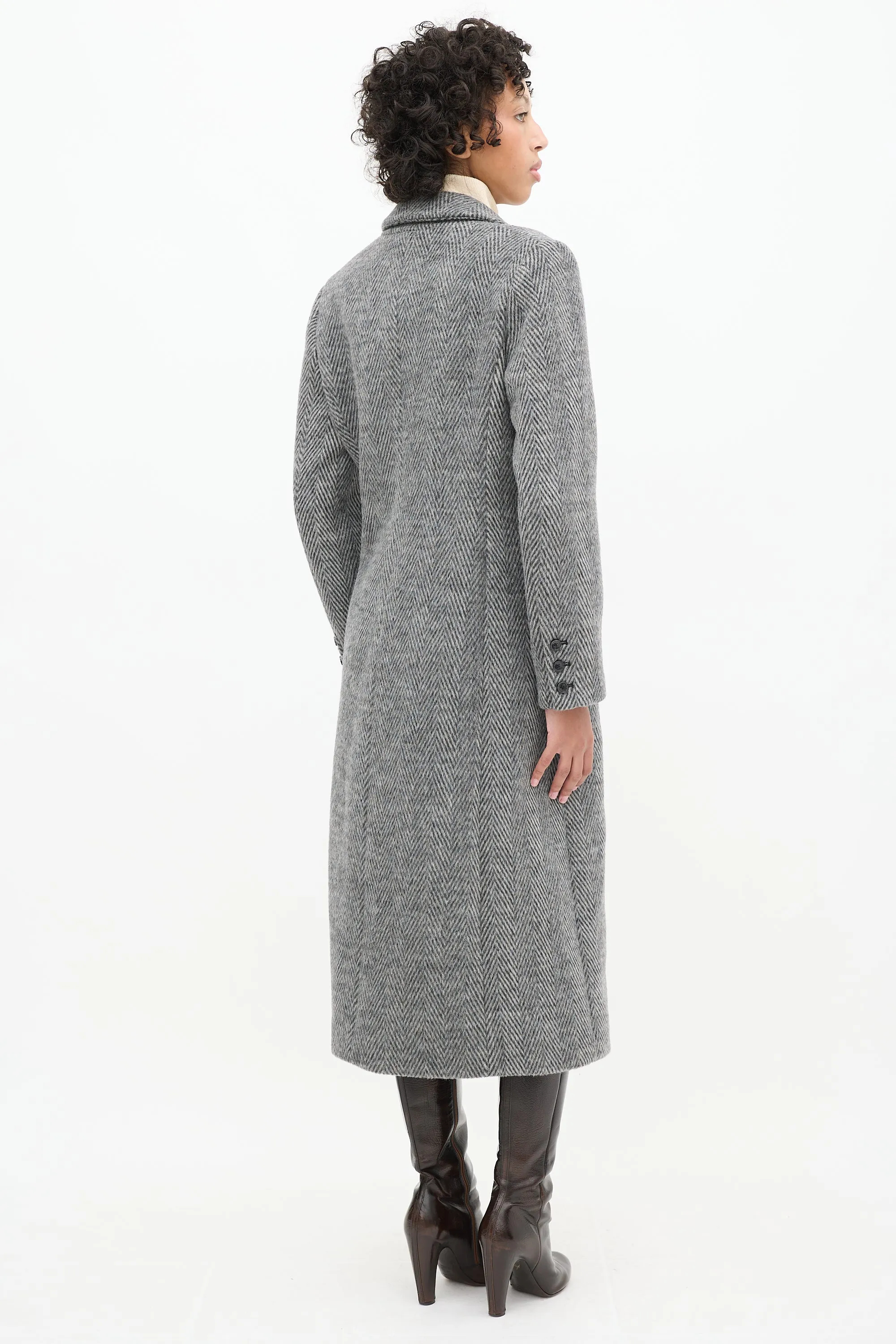 Grey Wool Herringbone York Coat