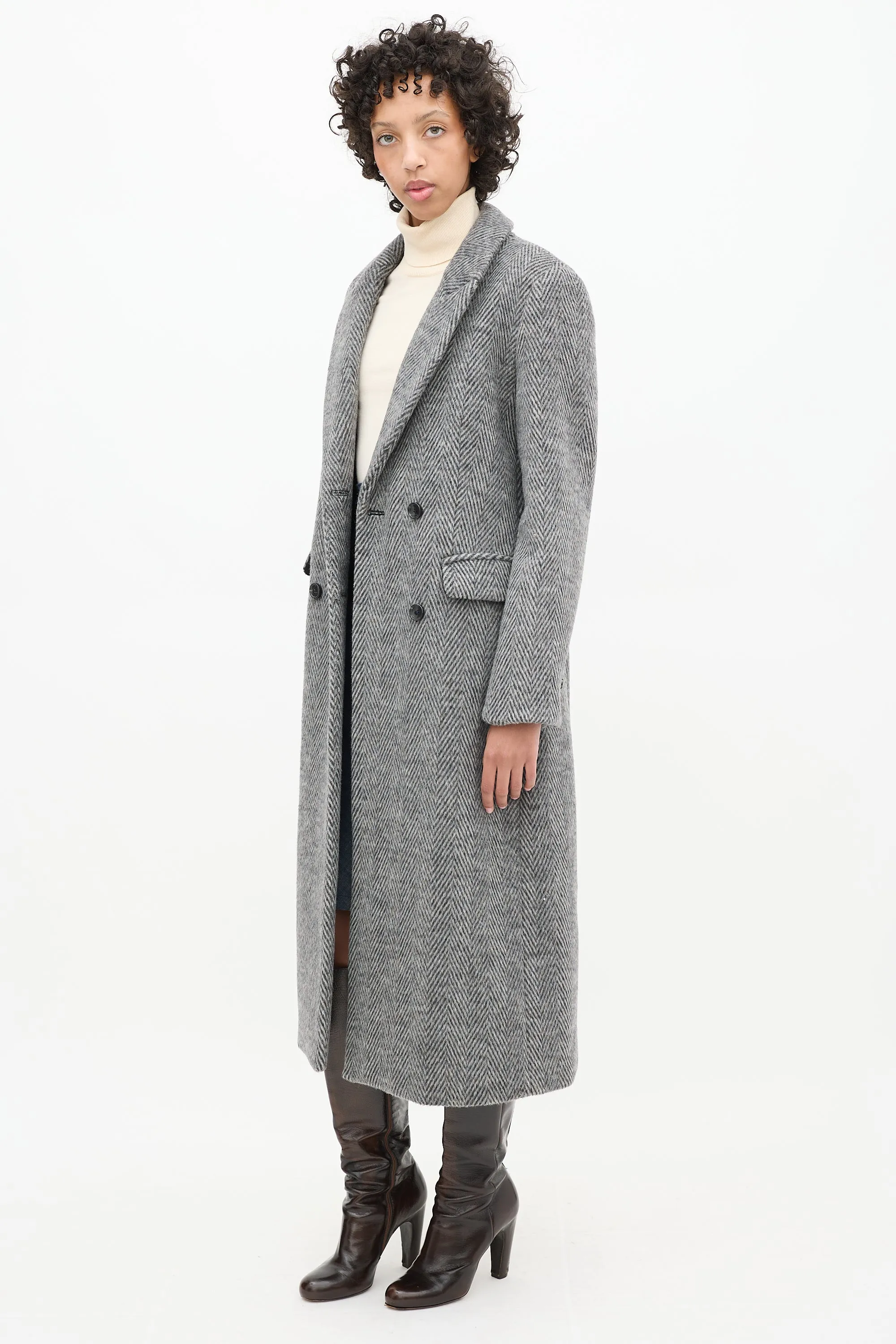 Grey Wool Herringbone York Coat