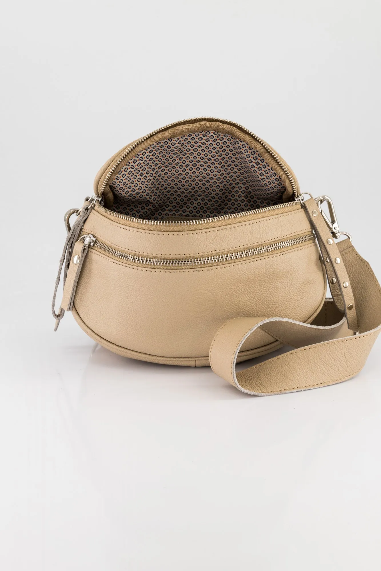 Kelly Leather Crossbody Moon Bag