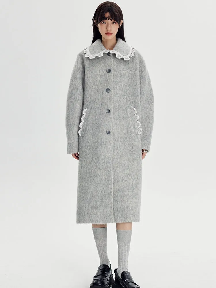 Lace Lapel Wool Coat