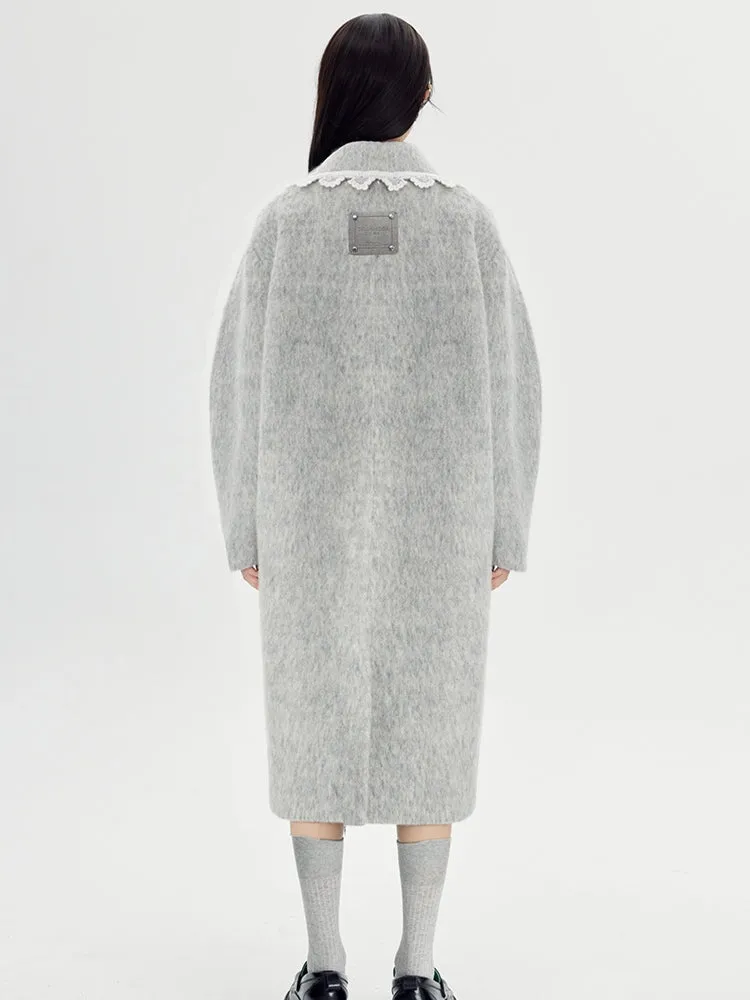 Lace Lapel Wool Coat
