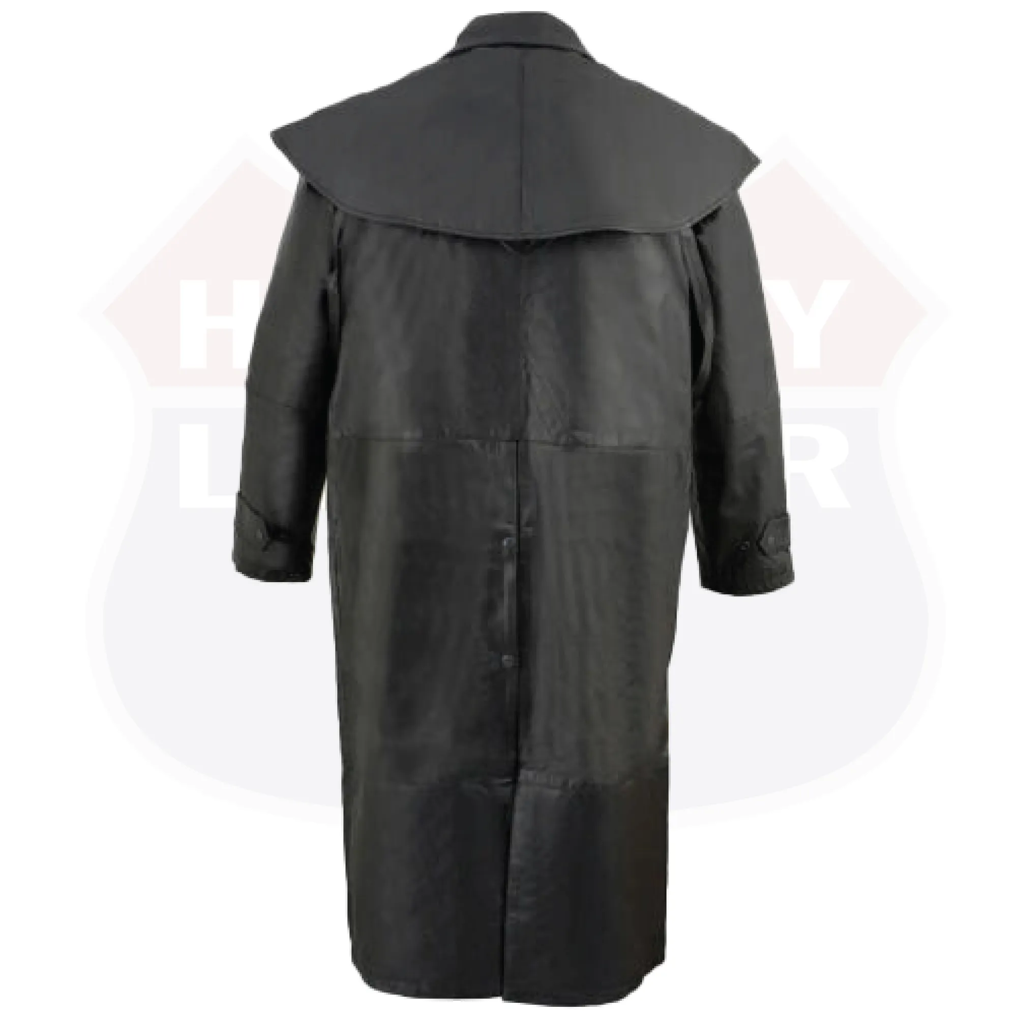 Leather Duster w/ Removable Cape & Leg Straps, Full Length SH910