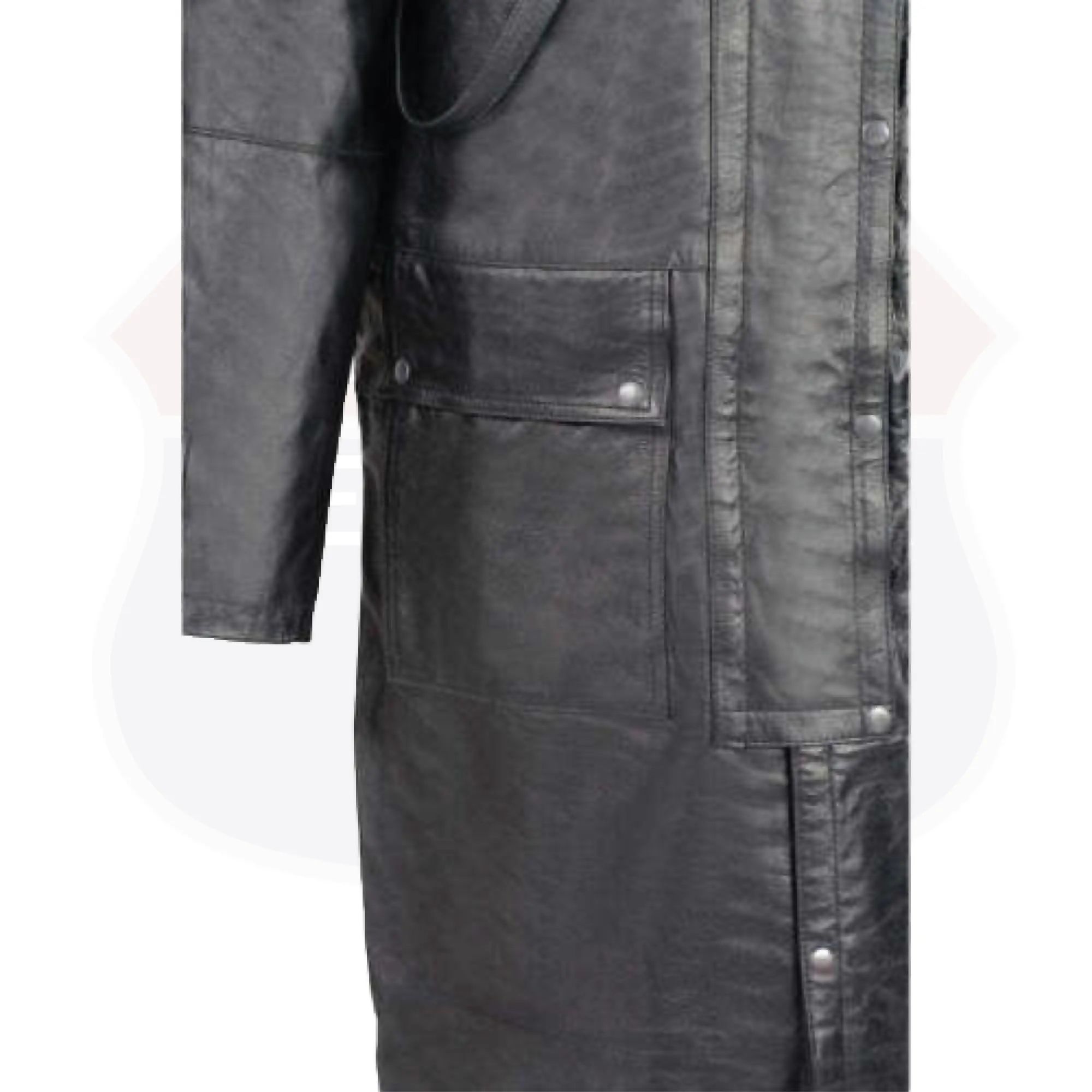 Leather Duster w/ Removable Cape & Leg Straps, Full Length SH910