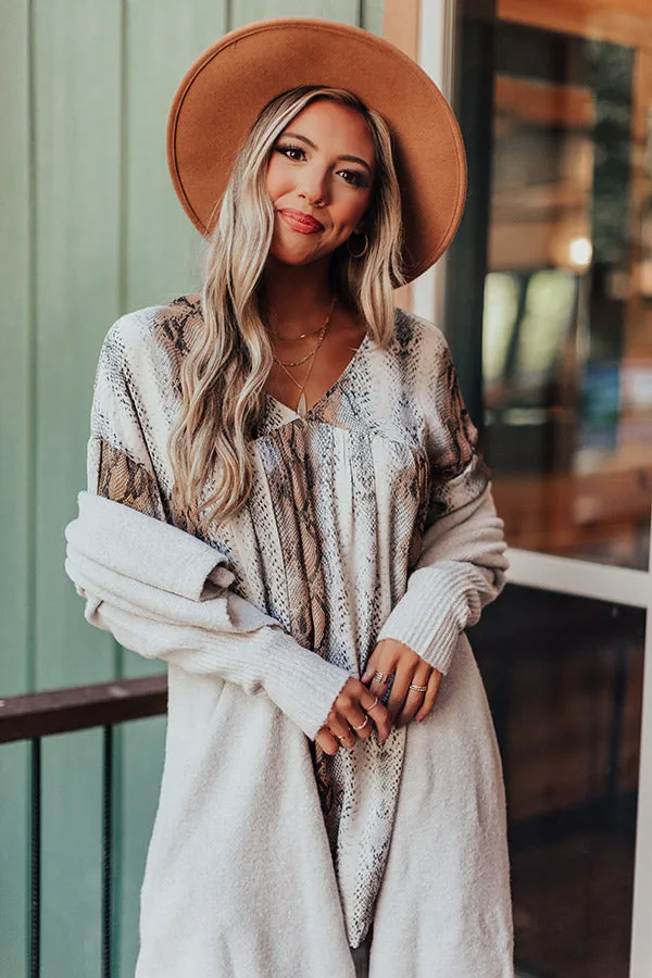 Looking For Love Snake Print Babydoll Dress In Grey
